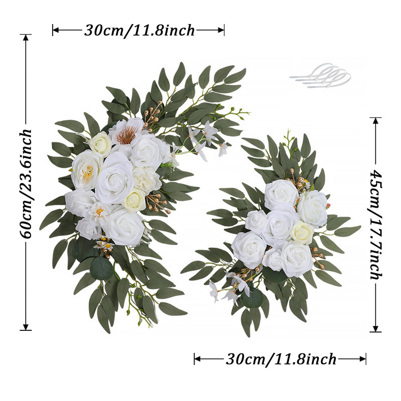 Ensemble de 2 fleurs artificielles pour décoration d'arche de mariage et décor floral