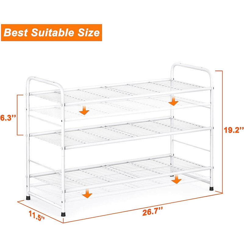 9 Pair Stackable Shoe Rack, White