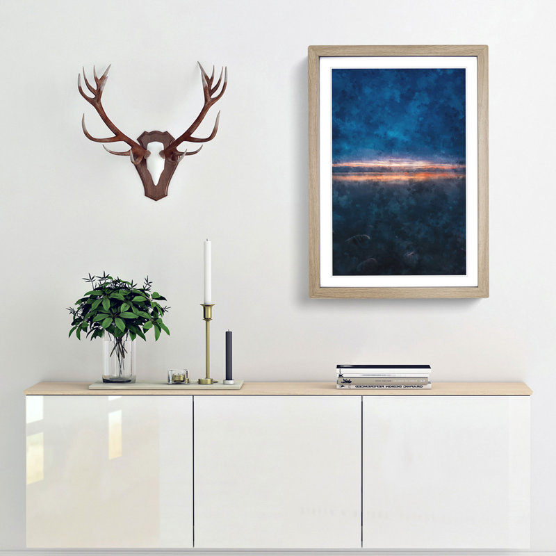 Horizon on the Beach - Framed Print, 87cm H x 62cm W x 2cm D, Oak Framed