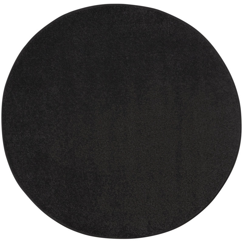 Nourison Essentials Black Indoor/Outdoor Area Rug, Round 4'