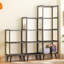Wooden Collectibles Display Cabinet with Doors, Curio Cabinet 3 Tiers Bookcase