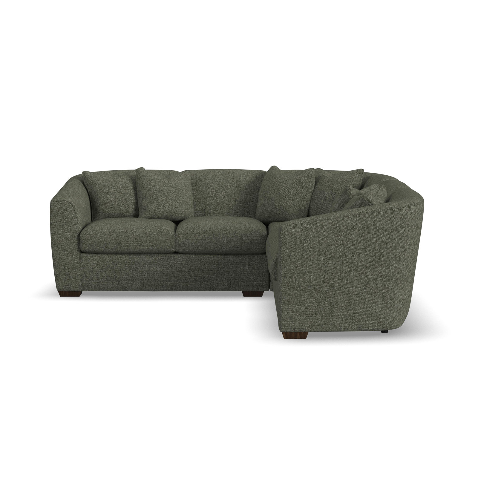 Upholstered L-Sectional, Pine Green Polyester