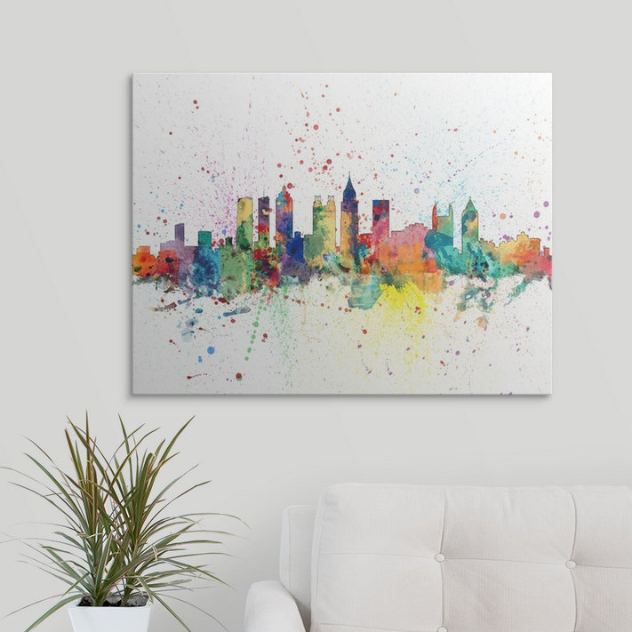 «Atlanta Georgia Skyline» par Francy, impression, H 27 po x l 36 po x P 1,5 po, Toile