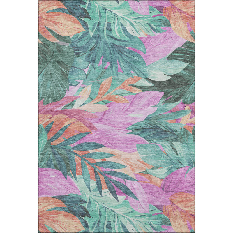 Premium Machine Washable Elize AMF1493 Floral Rug, Rectangle 8' x 10'