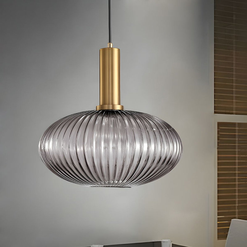 Luminaire suspendu en laiton 1 lumière Salicia, Gris
