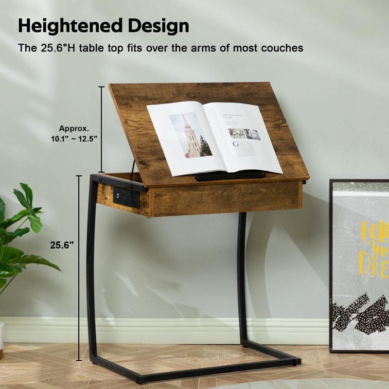 C Table End Table with Charging Station & Storage