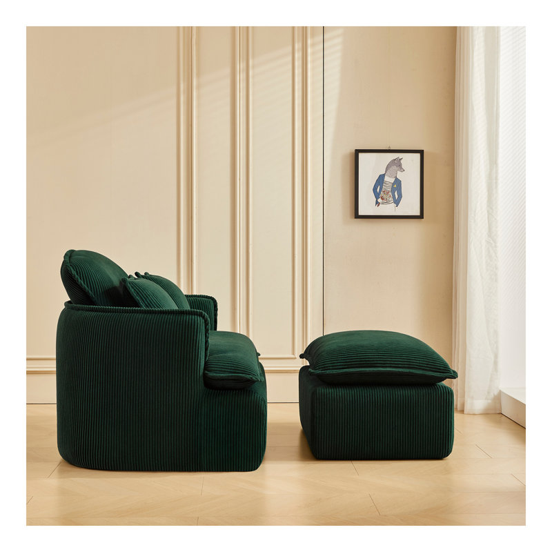 Fauteuil convertible en tissu de velours côtelé pour petit espace, Vert