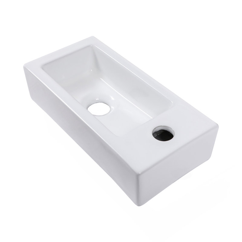 14.57X7.28 Inch White Ceramic Rectangle Wall Mount Bathroom Sink With Single Faucet Hole(Includes Only The Bathroom Sink)