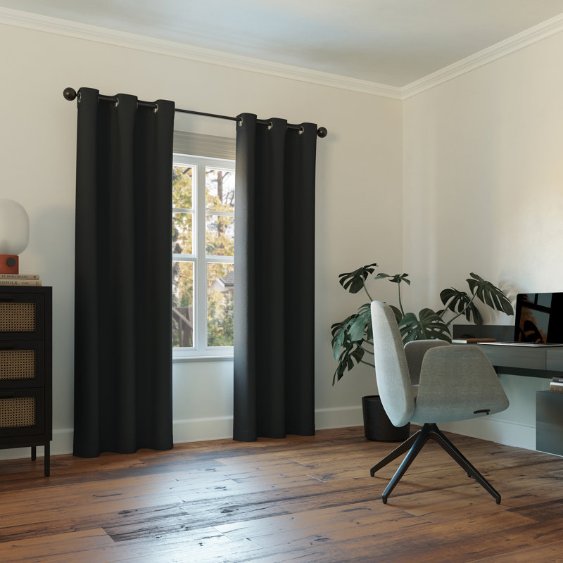 Burrier Wayfair Basics Blackout Grommet Curtain Panel, Black, 54" W x 63" L