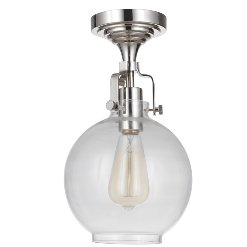 Javen Semi Flush Mount, Clear, Polished Nickel