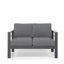 Ensemble de conversation de patio 5 pièces en aluminium 5 pièces, canapé d'extérieur 7 places avec coussins épais gris foncé et structure grise et table basse