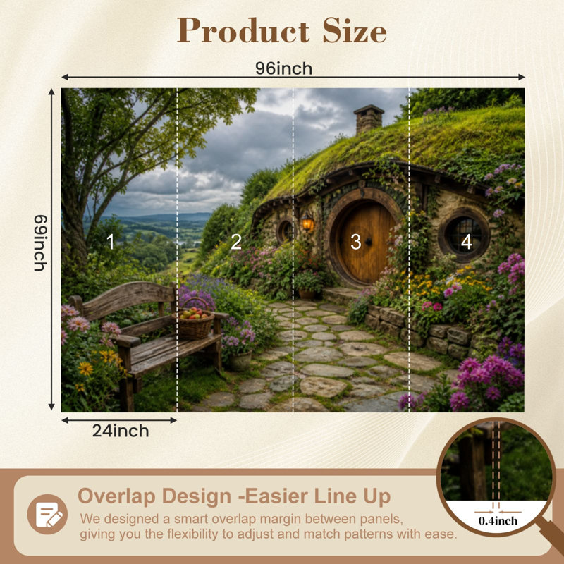 Papier peint mural autocollant « Jardin féérique » – Décoration murale moderne pour chambre et salon – 175 cm x 244 cm