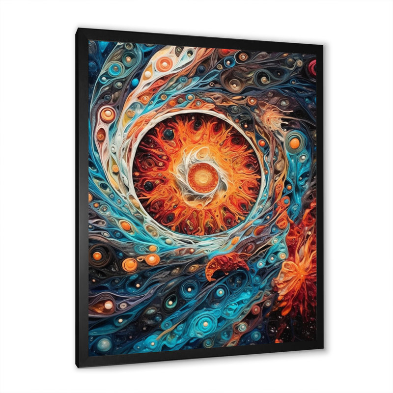 «Orange Turquoise Galactic Cosmic Universe», reproduction sur toile, H 32 po x l 16 po x P 1 po, Cadre photo noir