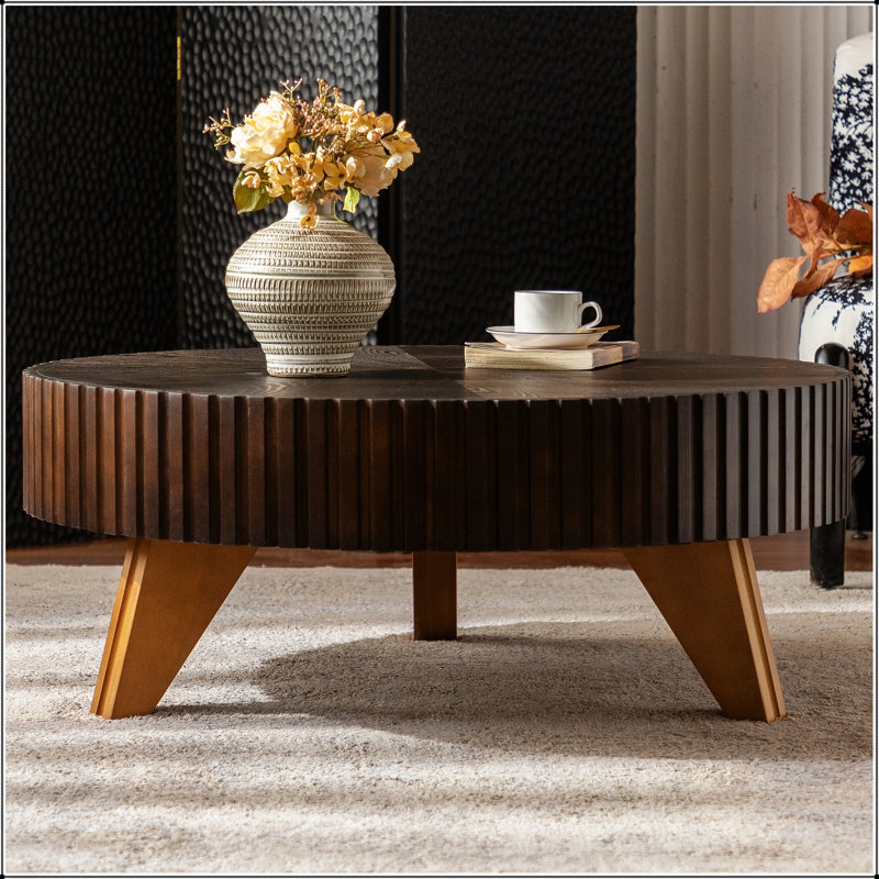 Table basse ronde de 35,4 pouces, parfaite pour la décoration et le divertissement, durable et élégante