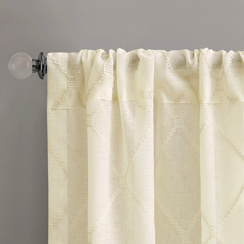 Panneau de rideau transparent Diamond (seulement 1 panneau PC), Ivoire, L 50 po x L 95 po