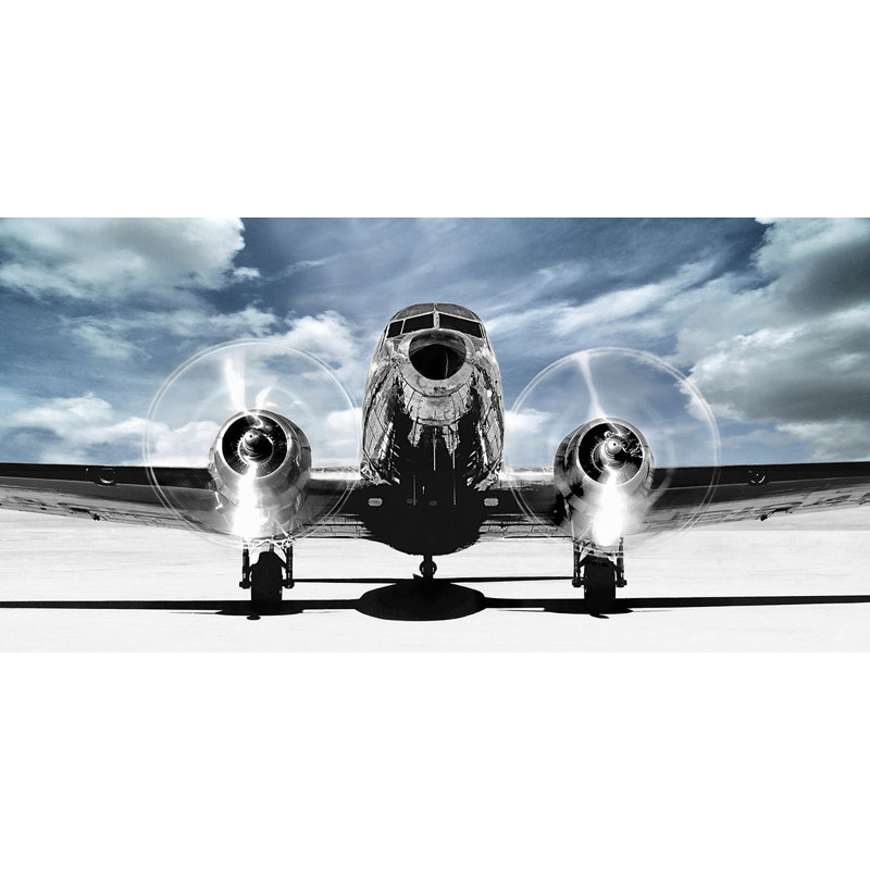 Airplaine Taking Off In A Blue Sky - Wrapped Canvas Print, 50cm H x 100cm W