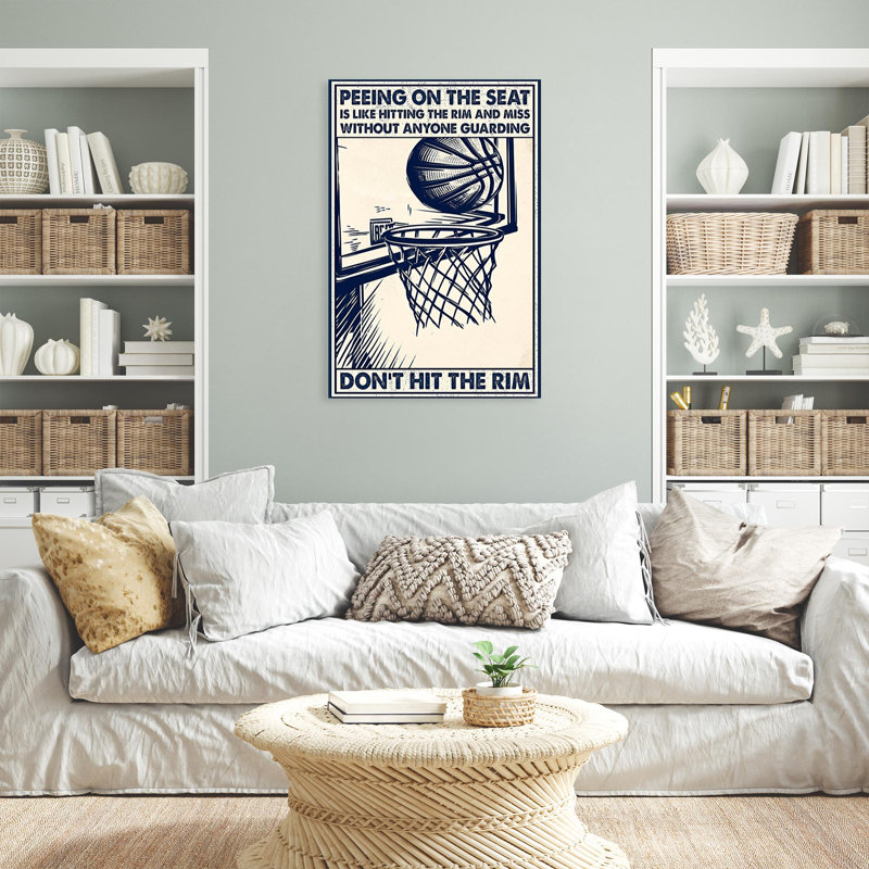 Impression sur toile "Basketball Dont frapper le rebord" - 1 pièce, H 14 po x l 11 po x P 1,25 po