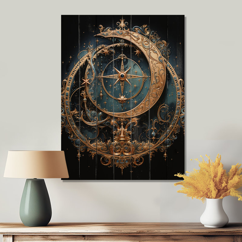 Art de l'Islam, croissant de lune I sur bois, H 40 po x l 30 po x P 0,78 po