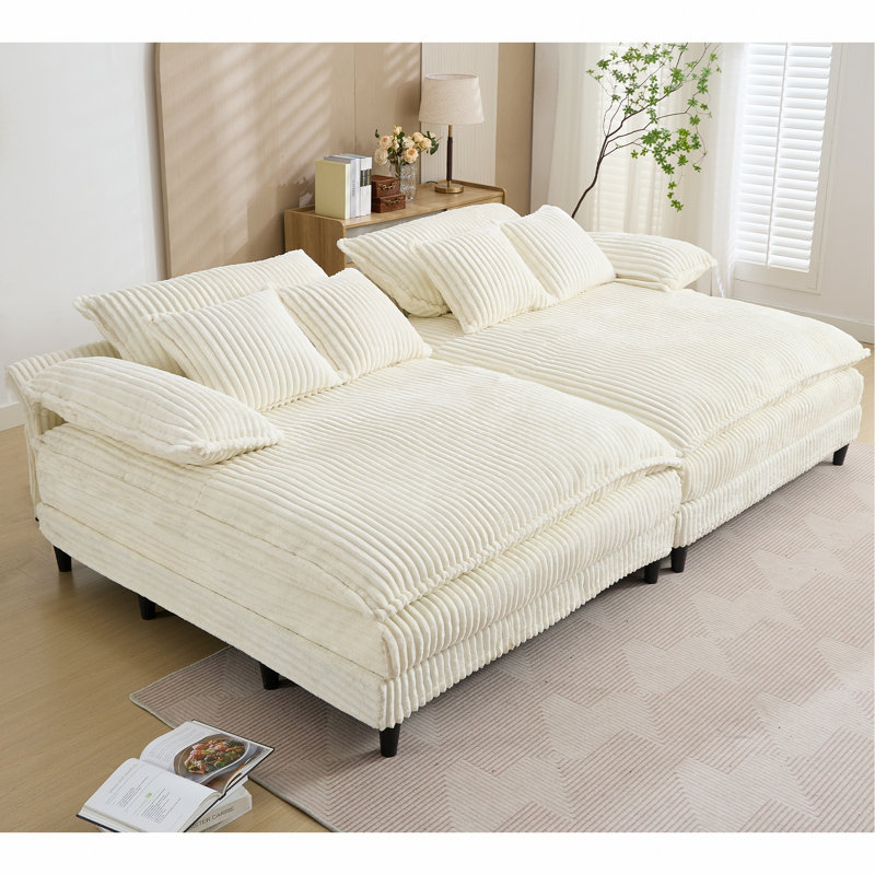 Méridienne double avec 4 coussins pour l'intérieur, Beige