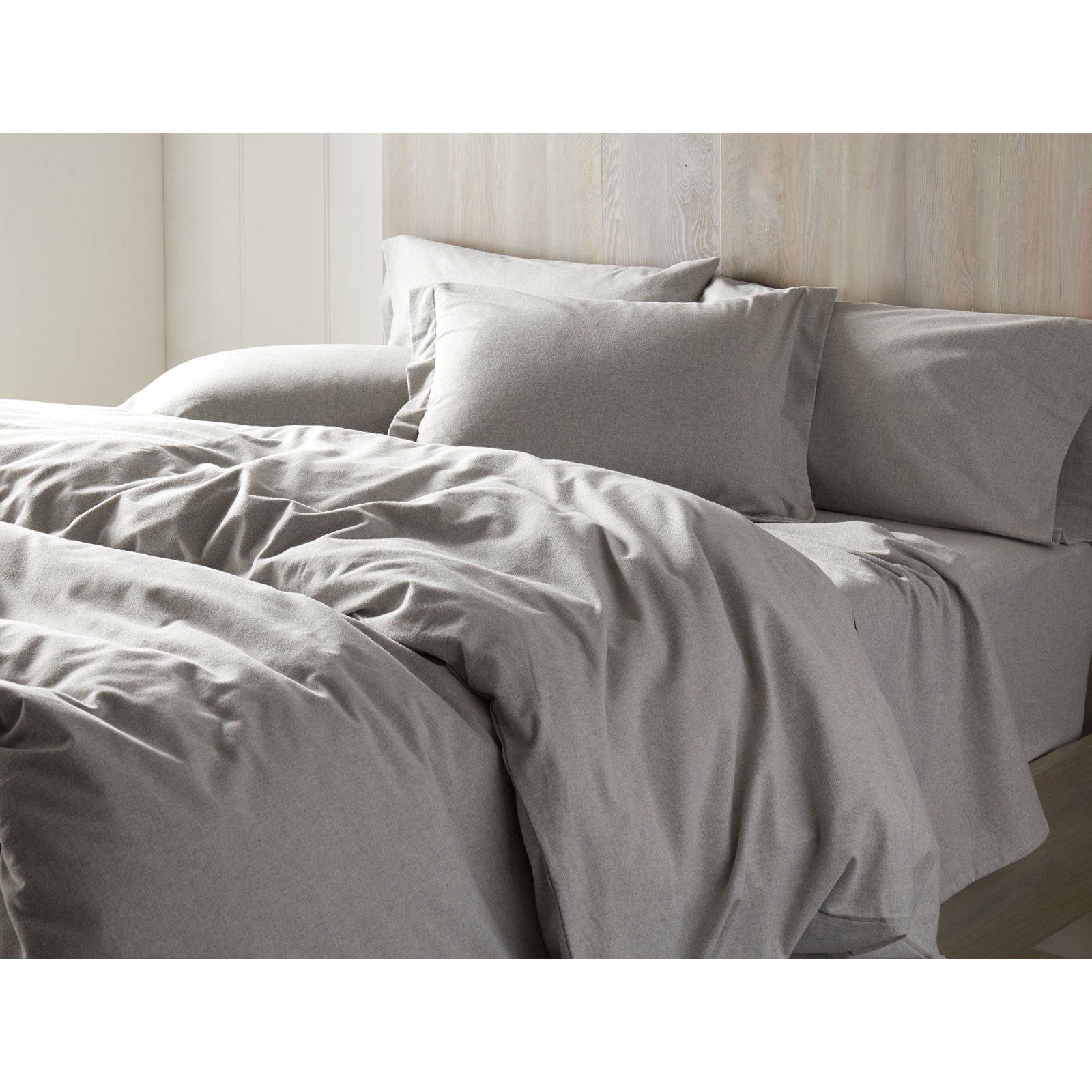 Cloud Cotton Flannel Duvet Cover, King Duvet Cover, Pale Gray Heather