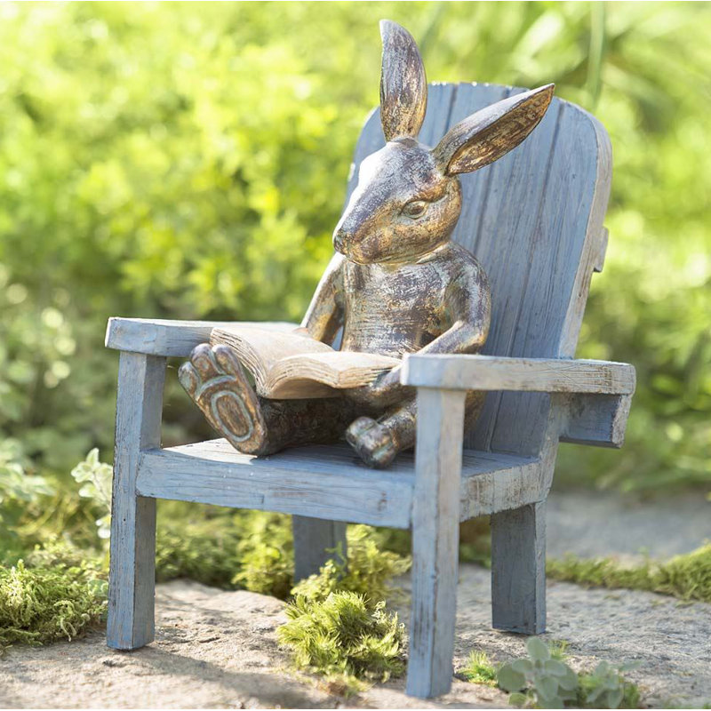 Statue de jardin lecture de lapin
