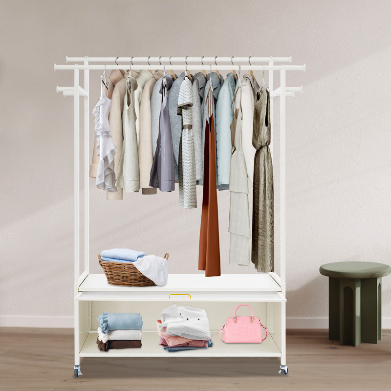 63.4 In Clothing Rack with Wheels