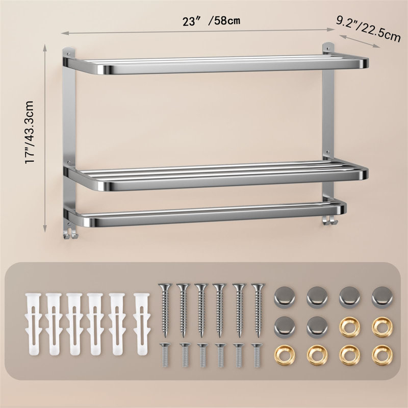 Bissonet Wall Towel Rack, Silver