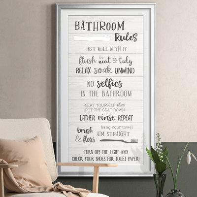 "Bathroom Rules" - Art textuel avec cadre photo