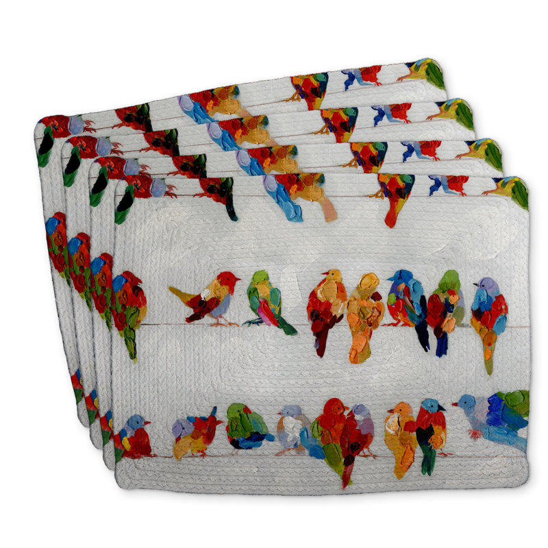Ensemble de 4 napperons colorés en polyester tressé au fil métallique