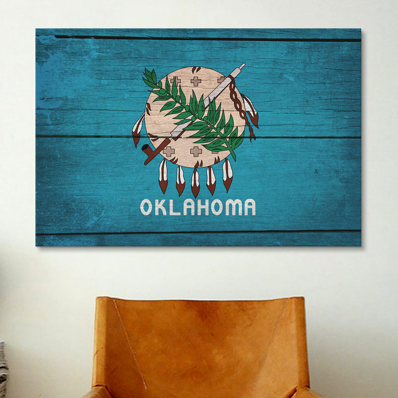« flags oklahoma », impression sur toile, H 26 po x l 40 po x P 1,5 po, Pas de tapis, Toile tendue