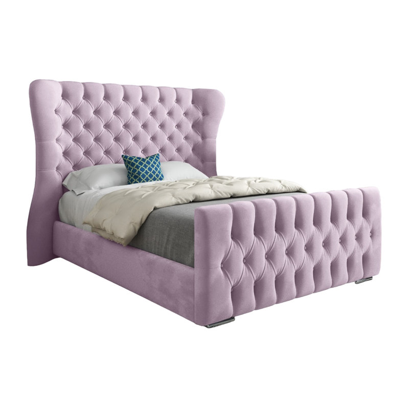 Bettencourt Upholstered Bed, Pink, Double (4'6)