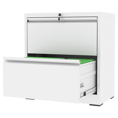 2 Drawer Lateral File Cabinet with Lock - Home Office Storage for Letter/Legal/F4/A4 Hanging Files - Requires Assembly by Inbox Zero