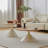 Modern White & Wood Round Coffee Table for Living Room