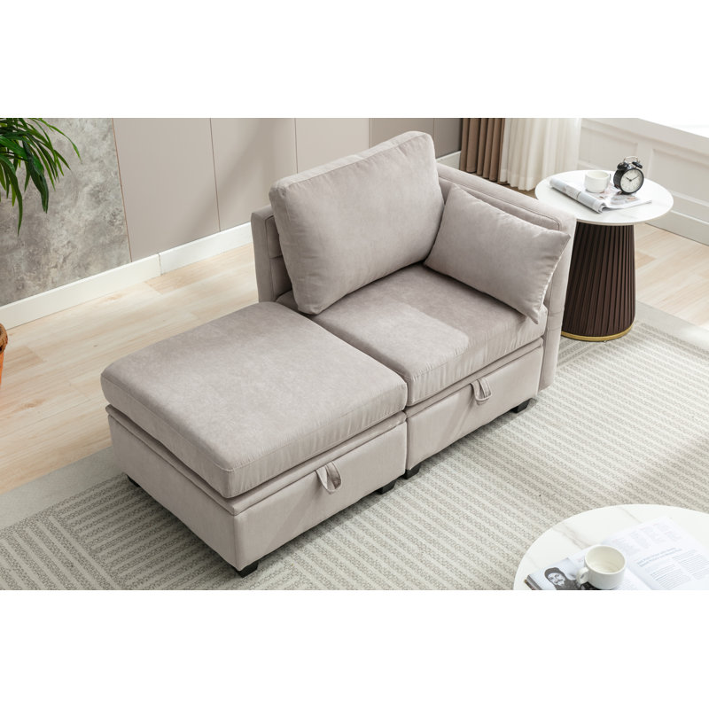 Chaise longue rembourrée Jahlani, Gris clair