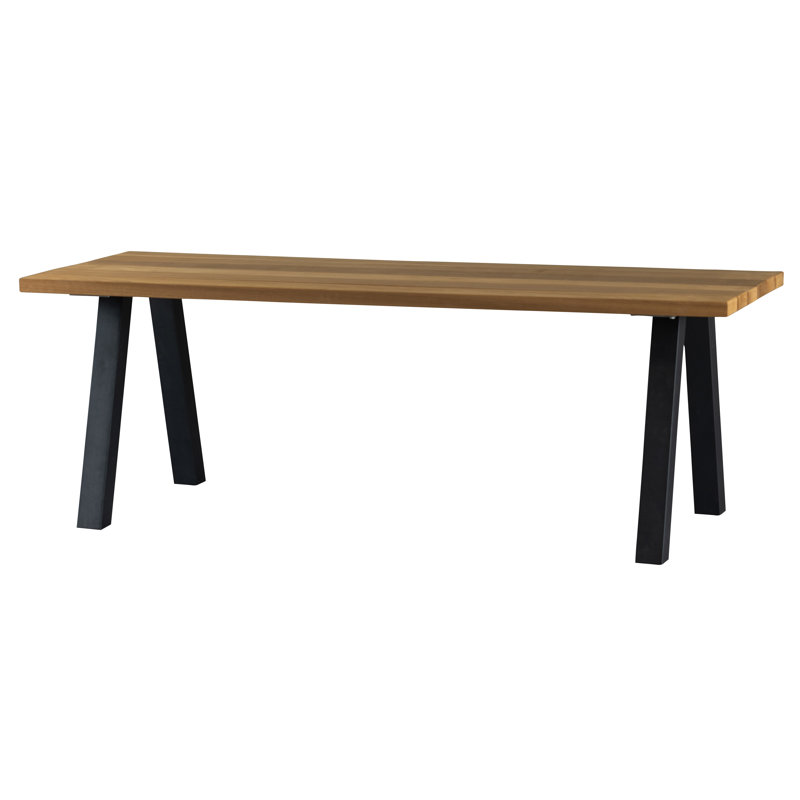 Tablo Rectangular Solid Wood Steel Outdoor Dining Table - 210 cm W 81 cm D