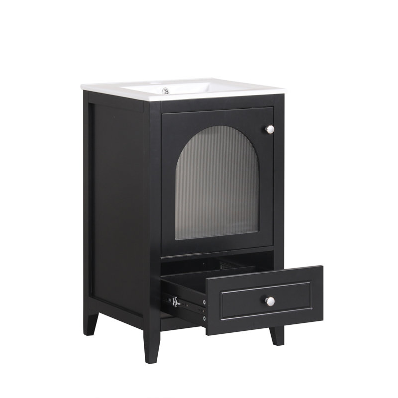 Meuble-lavabo de 20 po avec lavabo, Noir