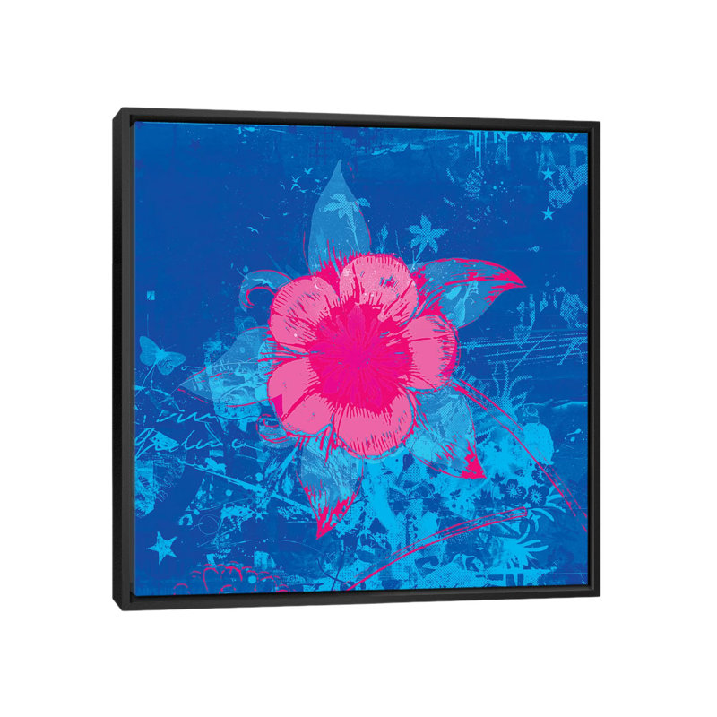 Fleur d’art, impression sur toile tendue, H 18 po x l 18 po x P 1,5 po, Toile avec cadre flottant noir, Pas de tapis