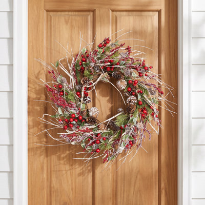 26" Handcrafted Berry, Pine Christmas Wreath