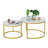 Ronik Round Shape Nesting Coffee Table for Living Room Marble Style Tabletop Gold Metal Frame