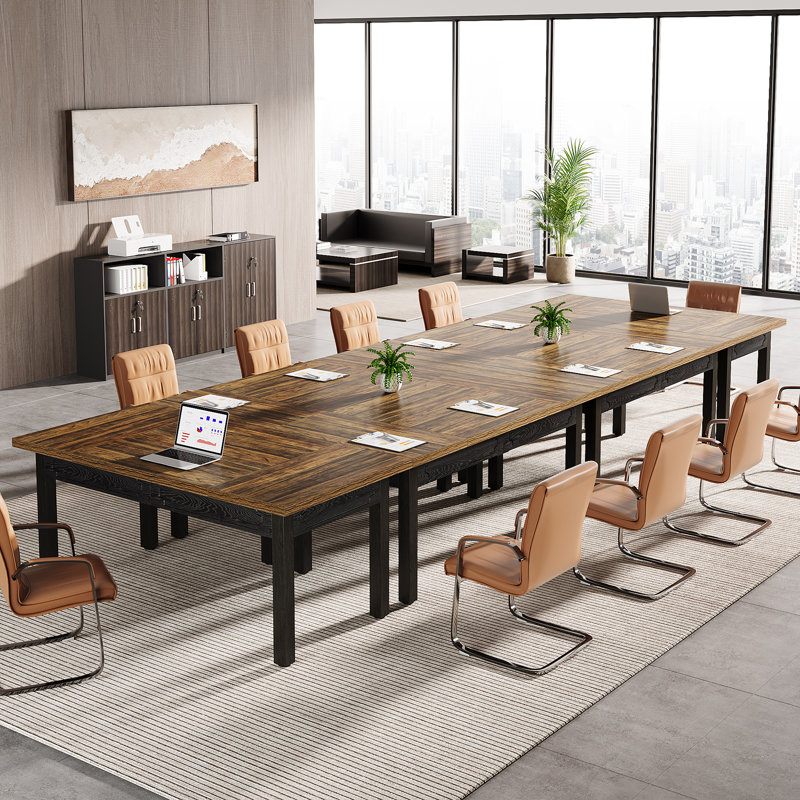 Rectangle Conference Table, Rustic Brown