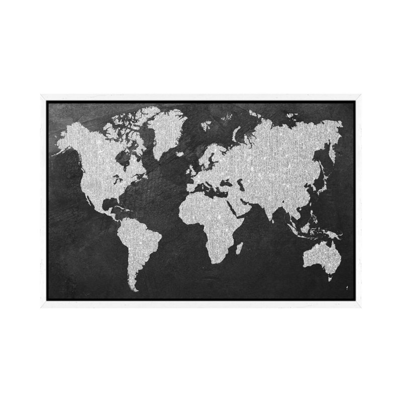 Grey Map by Natasha Wescoat - Gallery-Wrapped Canvas Giclée on Canvas, 101.6 cm H x 66.04 cm W, White Framed