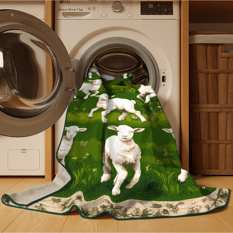  Tapis lavable Spring Lambs, Rectangle 7 pi x 9 pi