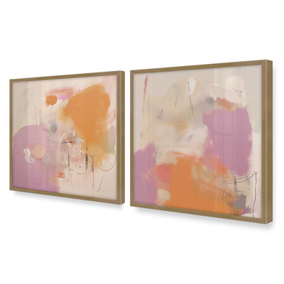 16" x 16" Cotton Candy Delight Set of 2 Print on Archival Matte Paper in a Polished Gold Frame