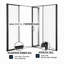 Porte de douche pliante à charnières pivotantes semi-encadrées, noir mat, de 86 à 89 cm de large, hauteur de 183 cm et verre trempé de 6 mm d'épaisseur.