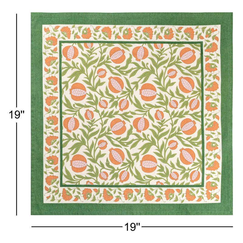 Williston 100% Cotton Square Napkins, Orange/Green