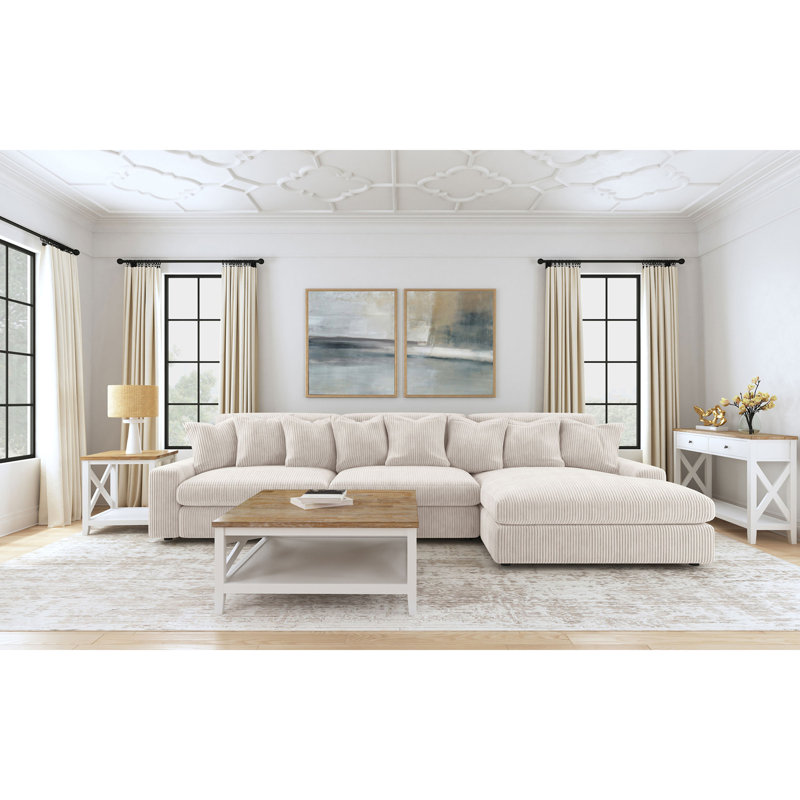 Canapé modulaire rembourré Cassidy Sand, 34" H x 146" W x 70.5" D