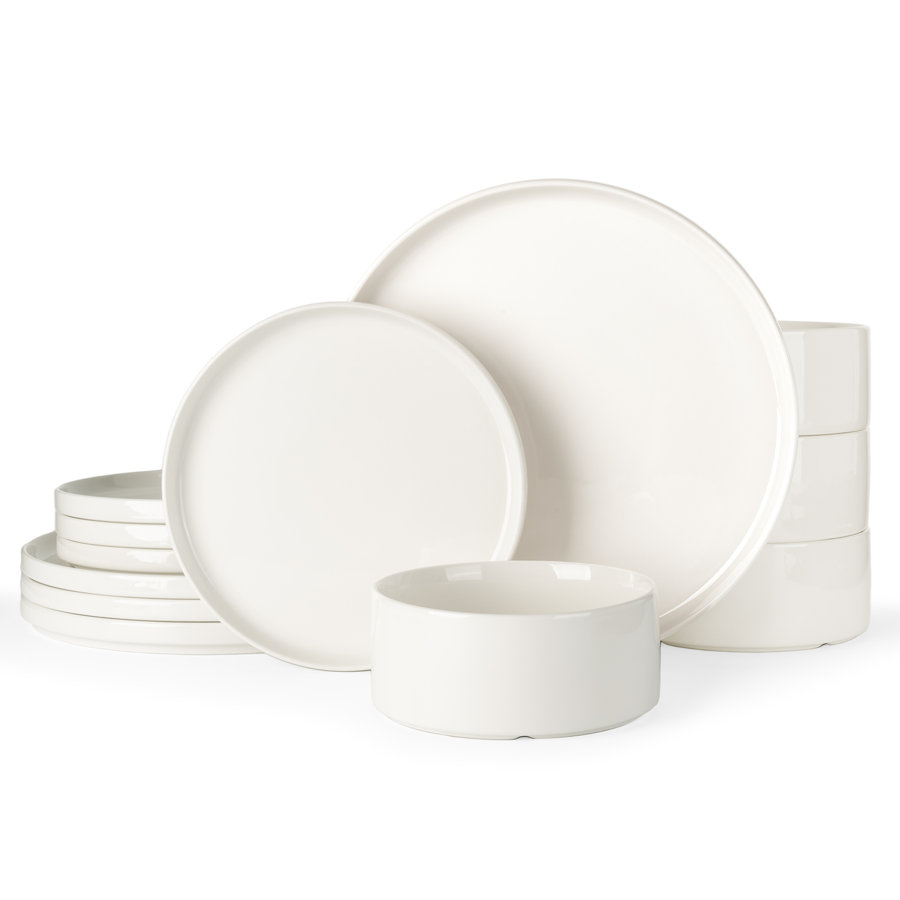 Jade Plates And Bowls Sets, 12 Piece Dinnerware Sets, Set For 4,