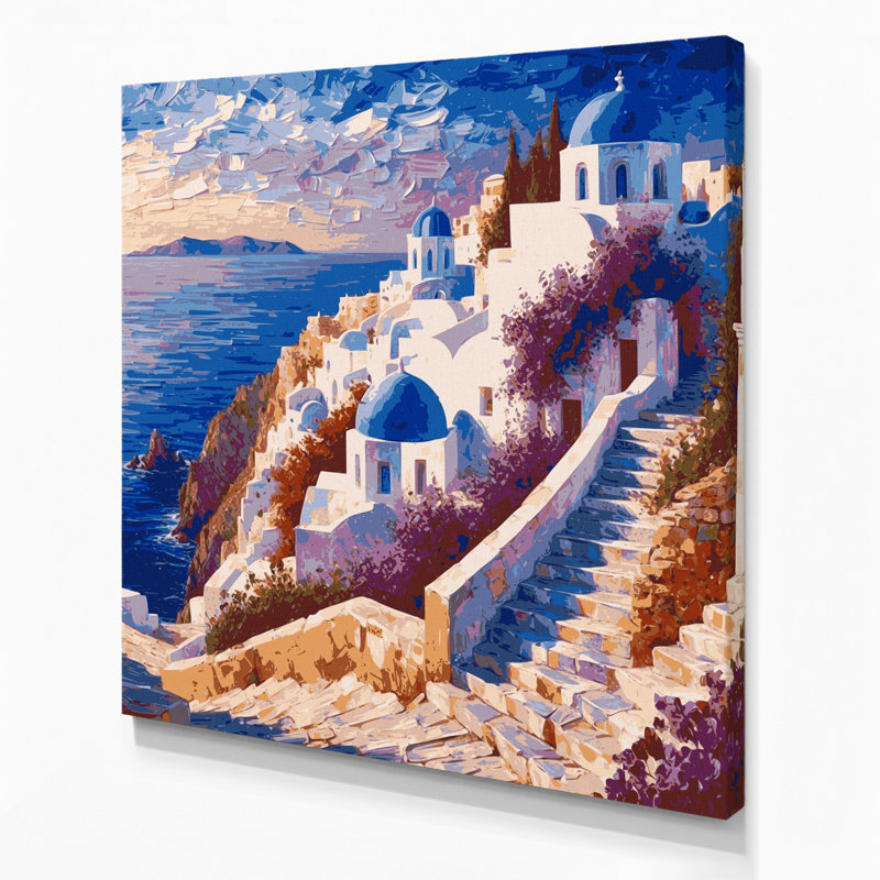 Art mural sur toile, villes, Crète, Grèce mauve, H 12 po x l 12 po
