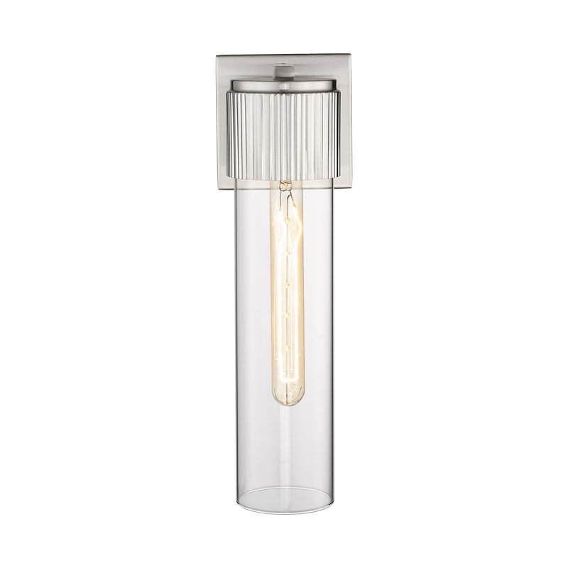 Applique murale 1 lumière 12 "Bolivar, Transparent, H 15 po x l 5,1 po x P 4 po, Nickel satiné