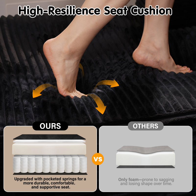Nathasa 2 - Piece No Assembly Required Compression Sectional, Free Combination Upholstery Boneless Sofa with L-Shape Chaise, Deep Seat Modular Couch for Living Room Bedroom